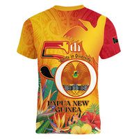 Papua New Guinea Independence Day Women V-Neck T-Shirt 50th Anniversary Unity in Diversity