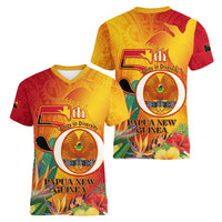 Papua New Guinea Independence Day Women V-Neck T-Shirt 50th Anniversary Unity in Diversity