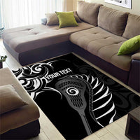 Personalised New Zealand Silver Fern Lacrosse Area Rug Aotearoa Maori Pattern LT14 - Polynesian Pride