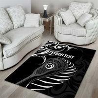 Personalised New Zealand Silver Fern Lacrosse Area Rug Aotearoa Maori Pattern LT14 - Polynesian Pride