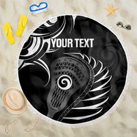 Personalised New Zealand Silver Fern Lacrosse Beach Blanket Aotearoa Maori Pattern