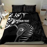 Personalised New Zealand Silver Fern Lacrosse Bedding Set Aotearoa Maori Pattern