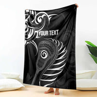 Personalised New Zealand Silver Fern Lacrosse Blanket Aotearoa Maori Pattern