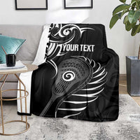 Personalised New Zealand Silver Fern Lacrosse Blanket Aotearoa Maori Pattern