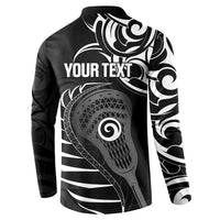 Personalised New Zealand Silver Fern Lacrosse Button Sweatshirt Aotearoa Maori Pattern