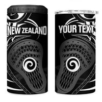 Personalised New Zealand Silver Fern Lacrosse 4 in 1 Can Cooler Tumbler Aotearoa Maori Pattern