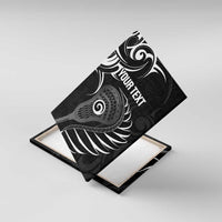 Personalised New Zealand Silver Fern Lacrosse Canvas Wall Art Aotearoa Maori Pattern