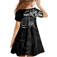 Personalised New Zealand Silver Fern Lacrosse Family Matching Off The Shoulder Long Sleeve Dress and Hawaiian Shirt Aotearoa Maori Pattern LT14 - Polynesian Pride