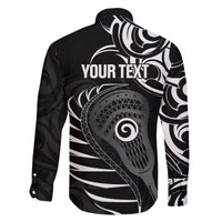 Personalised New Zealand Silver Fern Lacrosse Family Matching Off The Shoulder Long Sleeve Dress and Hawaiian Shirt Aotearoa Maori Pattern LT14 - Polynesian Pride