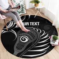 Personalised New Zealand Silver Fern Lacrosse Round Carpet Aotearoa Maori Pattern LT14 - Polynesian Pride