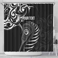 Personalised New Zealand Silver Fern Lacrosse Shower Curtain Aotearoa Maori Pattern