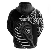 Personalised New Zealand Silver Fern Lacrosse Zip Hoodie Aotearoa Maori Pattern
