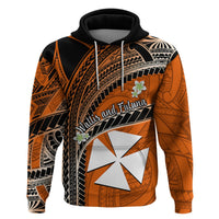 Custom Wallis and Futuna Hoodie Plumeria Flowers With Orange Polynesian Pattern LT14 - Polynesian Pride