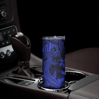 Polynesian Skinny Tumbler Blue Hawaiian Tribal Hammerhead Shark