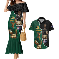 Personalised New Zealand And South Africa Rugby Couples Matching Mermaid Dress and Hawaiian Shirt 2024 All Black Springboks Mascots Together LT14 Green - Polynesian Pride