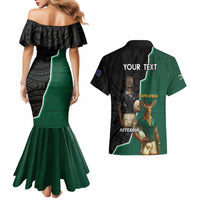 Personalised New Zealand And South Africa Rugby Couples Matching Mermaid Dress and Hawaiian Shirt 2024 All Black Springboks Mascots Together LT14 - Polynesian Pride