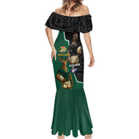 Personalised New Zealand And South Africa Rugby Mermaid Dress 2024 All Black Springboks Mascots Together LT14 - Polynesian Pride