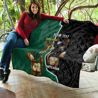 Personalised New Zealand And South Africa Rugby Quilt 2024 All Black Springboks Mascots Together