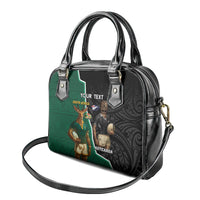 Personalised New Zealand And South Africa Rugby Shoulder Handbag 2024 All Black Springboks Mascots Together LT14 - Polynesian Pride
