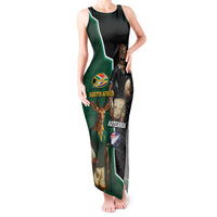 Personalised New Zealand And South Africa Rugby Tank Maxi Dress 2024 All Black Springboks Mascots Together LT14 Women Green - Polynesian Pride