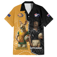 Personalised New Zealand And Australia Rugby Family Matching Puletasi and Hawaiian Shirt 2024 All Black Wallabies Mascots Together