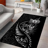 Personalised All Black New Zealand Darts Area Rug Aoteroa Fern Maori Galaxy Style LT14 - Polynesian Pride