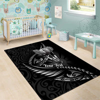 Personalised All Black New Zealand Darts Area Rug Aoteroa Fern Maori Galaxy Style LT14 - Polynesian Pride