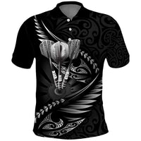 Personalised All Black New Zealand Darts Polo Shirt Aoteroa Fern Maori Galaxy Style