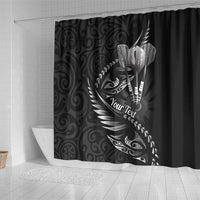 Personalised All Black New Zealand Darts Shower Curtain Aoteroa Fern Maori Galaxy Style