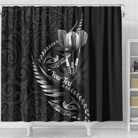 Personalised All Black New Zealand Darts Shower Curtain Aoteroa Fern Maori Galaxy Style