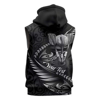 Personalised All Black New Zealand Darts Sleeveless Zip Hoodie Aoteroa Fern Maori Galaxy Style LT14 - Polynesian Pride