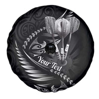 Personalised All Black New Zealand Darts Spare Tire Cover Aoteroa Fern Maori Galaxy Style