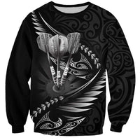 Personalised All Black New Zealand Darts Sweatshirt Aoteroa Fern Maori Galaxy Style
