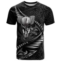 Personalised All Black New Zealand Darts T Shirt Aoteroa Fern Maori Galaxy Style