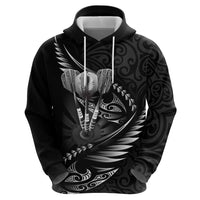 Personalised All Black New Zealand Darts Zip Hoodie Aoteroa Fern Maori Galaxy Style