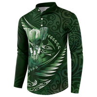 Personalised All Green New Zealand Darts Button Sweatshirt Aoteroa Fern Maori Galaxy Style