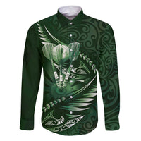 Personalised All Green New Zealand Darts Family Matching Off Shoulder Maxi Dress and Hawaiian Shirt Aoteroa Fern Maori Galaxy Style