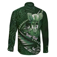 Personalised All Green New Zealand Darts Family Matching Off Shoulder Maxi Dress and Hawaiian Shirt Aoteroa Fern Maori Galaxy Style