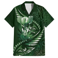 Personalised All Green New Zealand Darts Family Matching Puletasi and Hawaiian Shirt Aoteroa Fern Maori Galaxy Style