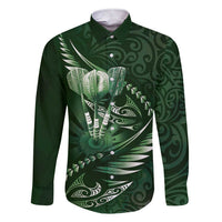 Personalised All Green New Zealand Darts Family Matching Short Sleeve Bodycon Dress and Hawaiian Shirt Aoteroa Fern Maori Galaxy Style