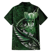 Personalised All Green New Zealand Darts Family Matching Tank Maxi Dress and Hawaiian Shirt Aoteroa Fern Maori Galaxy Style