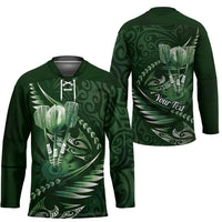 Personalised All Green New Zealand Darts Hockey Jersey Aoteroa Fern Maori Galaxy Style - Polynesian Pride