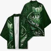Personalised All Green New Zealand Darts Kimono Aoteroa Fern Maori Galaxy Style - Polynesian Pride