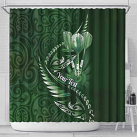 Personalised All Green New Zealand Darts Shower Curtain Aoteroa Fern Maori Galaxy Style