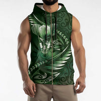 Personalised All Green New Zealand Darts Sleeveless Zip Hoodie Aoteroa Fern Maori Galaxy Style - Polynesian Pride