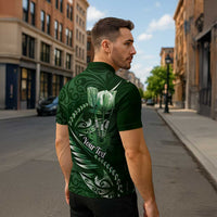 Personalised All Green New Zealand Darts Zipper Polo Shirt Aoteroa Fern Maori Galaxy Style - Polynesian Pride