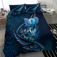 Personalised All Blue New Zealand Darts Bedding Set Aoteroa Fern Maori Galaxy Style