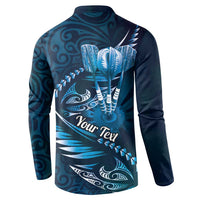 Personalised All Blue New Zealand Darts Button Sweatshirt Aoteroa Fern Maori Galaxy Style