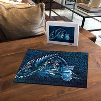 Personalised All Blue New Zealand Darts Puzzle Aoteroa Fern Maori Galaxy Style - Polynesian Pride