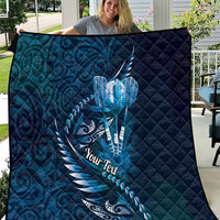 Personalised All Blue New Zealand Darts Quilt Aoteroa Fern Maori Galaxy Style